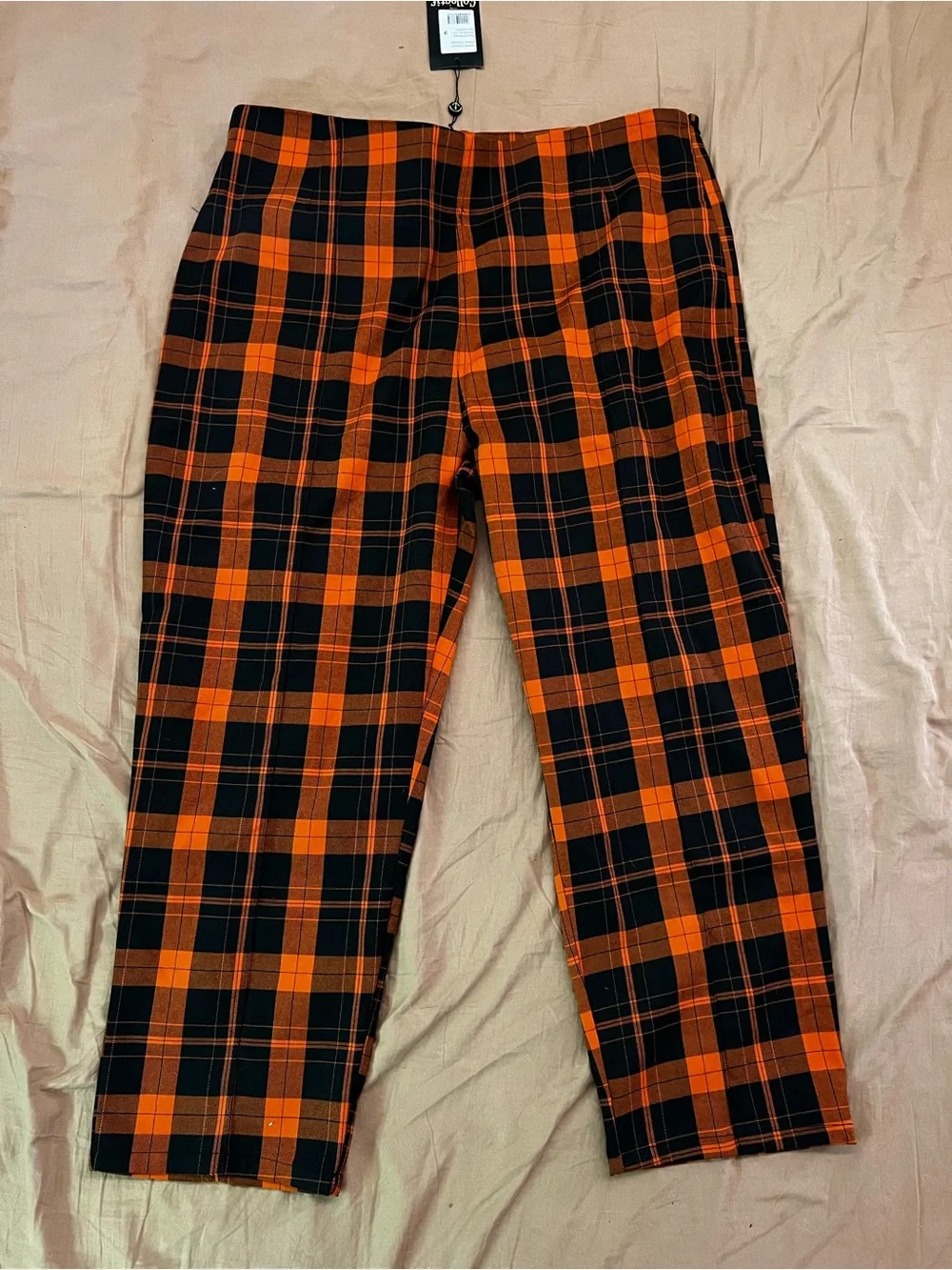 Collectif Orange & Black Plaid Trousers